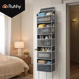 Підвісний органайзер на двері Ruhhy 27606, 5 полиць, 142 × 40 × 17 см, органайзер для зберігання речей, сірий - мініатюра 2
