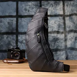 Сумка цікавої форми через плече з натуральної шкіри Vintage 22958 чорна - мініатюра 10