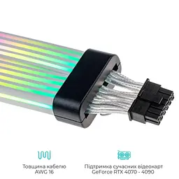 Кабель для ПК Qube RGB 12+4Pin to 2*8Pin VGA, Black - мініатюра 3