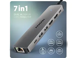 Мультипортовий адаптер AXAGON 7in1 Grey (HMC-7HX2) - мініатюра 2