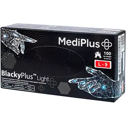 Уцінка. Рукавички нітрилові MediPlus BlackyPlus light чорні розмір L 100 шт. (6970245754515) 