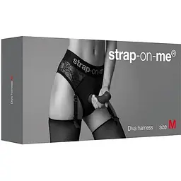 Мереживні труси для страпону з підв'язками для панчох Strap-On-Me DIVA HARNESS - M - мініатюра 12