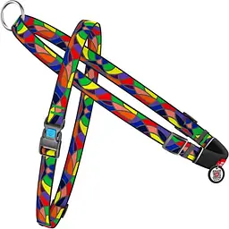 Шлея для собак Waudog Nylon Вітраж з QR паспортом, швидкознімна, 40-55х45-60х1,5 см (5473)