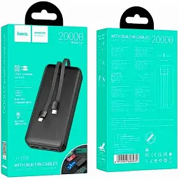 Портативна батарея Power Bank Hoco J118A Speed Energy with cable 20000mAh Black - мініатюра 4