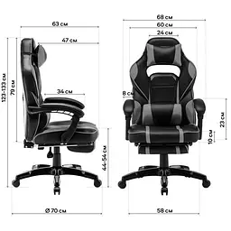 Геймерське крісло GT Racer сіре з чорним (X-2749-1 Fabric Gray/Black Suede) - мініатюра 9