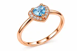 Жіноча золота каблучка Jewellery Continent "Блакитне серце" з топазом 14 (К-0927) - мініатюра 4