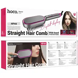 Гребінець-випрямляч Hoco HP44 Electric straightening hair comb with digital display Rose Red - мініатюра 5