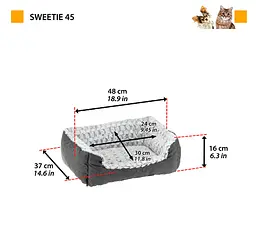 Лежак для собак і котів Ferplast Sweetie 45 зі штучним хутром сірий 48x37x16 см 81064499 - мініатюра 2