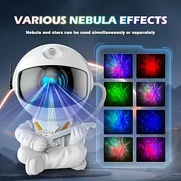 Проектор Astronaut Nebula — нічник з LED-туманністю, зірками, пультом і обертанням 360° (білий корпус), Білий - мініатюра 4