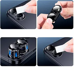 Захисне скло DK для Apple iPhone 16 на камеру CD Metal Armor 021404 black 2 шт. - мініатюра 5