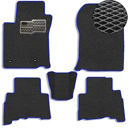 Килимки в салон EVA для Toyota Prado 150 2010-2021 (Металевий підп'ятник) Чорні-Синій кант 5 шт
