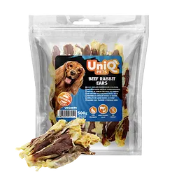 Ласощі для собак UniQ PETS Кролячі вуха з яловичиною, 500 г
