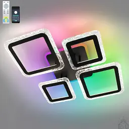 Смарт люстра керована світлодіодна OVAL ICE RGB 5S 75 Вт 725x500x93 мм Чорна ESLLSE