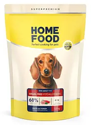 Беззерновий гіпоалергенний корм для малих порід собак Home Food з качкою та індичкою 1,6кг