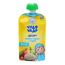 Упаковка десерту для дітей Чудо-чадо Яблучно-персиковий з сиром без цукру 1.44 кг (90 г х 16 шт.) - мініатюра 2