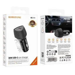 Адаптер автомобільний Borofone Solid single-port PD car charger BZ31B |1Type-C, 30W/3A, PD/QC| - мініатюра 2