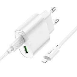МЗП Hoco C109A Fighter PD20W (1USB-C) + кабель Type-C to Lightning White - мініатюра 3