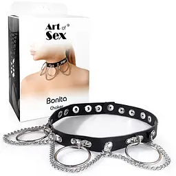 Чокер із натуральної шкіри Art of Sex - Bonita, колір чорний - мініатюра 4