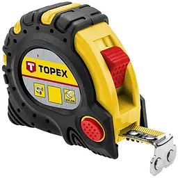 Рулетка Topex сталева стрічка 5 м x 25 мм, магніт (27C345)