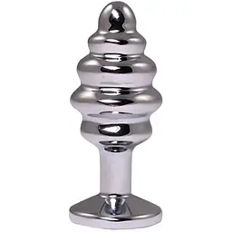 Анальна пробка Fantasy Silver Ribbed Butt Plug M 8 см (рожевий)