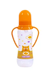 Пляшечка для годування з силіконовою соскою та ручками 0+ Baby team 250 мл Помаранчевий