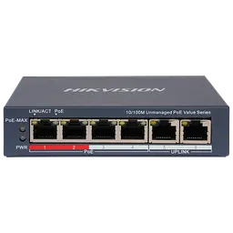 6-портовий некерований POE комутатор Hikvision DS-3E0106P-E/M(B) , 4 POE×100 Мбіт/с + 2 RJ45×100 Мбіт/с