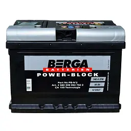 Автомобільний акумулятор BERGA Power Block 6СТ-60Ah АзЕ 540A (EN) 560409054 - мініатюра 1