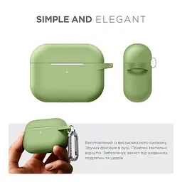 Силіконовий чохол для навушників Apple AirPods Pro, Hang Case, зелений, ультратонкий захисний кейс товщиною 2 мм, захист від подряпин, пилу та ударів, компактний, з карабіном для кріплення, ArmorStandart (ARM56061) - мініатюра 2