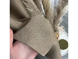 Льняні блекаут штори горіхового кольору 2шт. 150х270 з білим шифоновим тюлем 400х270, на тасьмі ALBO pbe0052637 - мініатюра 3