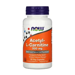 Вітамін Now Foods Ацетил-L-Карнітин, Acetyl-L-Carnitine, 500 мг, 50 вегетаріан (NF0075)