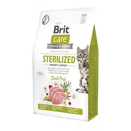 Сухий корм Brit Care Cat by Nutrition Sterilized Immunity Support для стерилізованих кішок, зі свининою 2 кг (арт.172545)