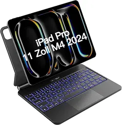 Клавіатура Inateck Magic Keyboard для iPad Pro 11 2024 M4 з клавіатурою, швидке заряджання 30 хвилин, світлодіодний дисплей Smart