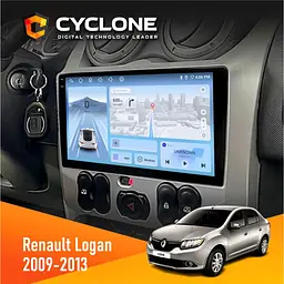 Штатна магнітола Renault Logan 2009-2013 Cyclone C9-012 4x64, DSP, 4G Cyclone (НФ-00008005)