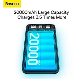 Мобільна батарея BASEUS Bipow Pro Digital Display Fast Charge 20000mAh 22.5W белая - мініатюра 5