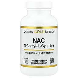 NAC (N-ацетил-L-цистеин) NAC 120 растительных капсул California Gold Nutrition vit0006620