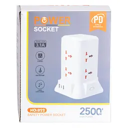 Мережевий фільтр-подовжувач TOWER 6 розеток LED-лампа 3USB + 1PD 4,8 метра Yiwu HP-5-3MF - мініатюра 16