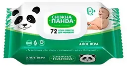 Серветки вологі дитячі без спирту з екстрактом алое для чутливої шкіри новонароджених 72 шт. Сніжна Панда