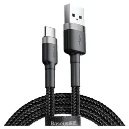 Кабель Baseus USB2.0AM-Type-C M, 1 м,(20V/3A), (60W) Сірий-Чорний,CATKLF-BG1 (CATKLF-BG1) - мініатюра 1