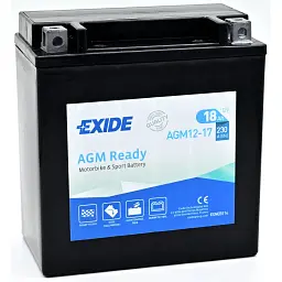 Акумулятор автомобільний EXIDE Мото Ready AGM 18Ah (+/-) (230EN) (AGM12-17) - мініатюра 2