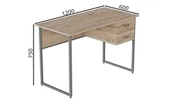 Комп'ютерний стіл Ferrum-decor Таккота 75x120x60 сірий ДСП Дуб Артізан 16мм (FRD-102313) - мініатюра 6