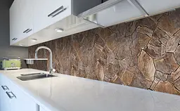 Кухонний фартух Happy Pocket Дикий Камінь Мозаїка вінілова для кухні 65х250 см Коричневий Z184090 - мініатюра 5