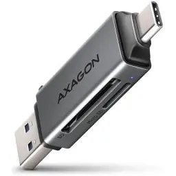 Зчитувач флеш-карт AXAGON USB-C + USB-A to SD/microSD 5Gbps gray (CRE-DAC)