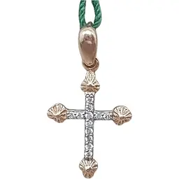 Золотий хрестик ЮЗ "Багет" з діамантами. 3996