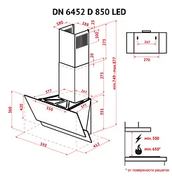 Витяжка декоративна похила PERFELLI DN 6452 D 850 IV LED - мініатюра 14