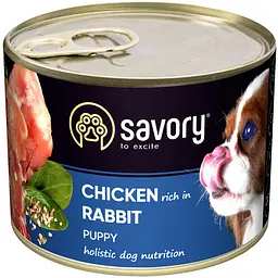 Вологий корм Savory для цуценят усіх порід з кроликом і куркою 200 г