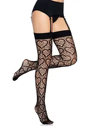 Панчохи Leg Avenue Heart net thigh highs Black One size - мініатюра 3