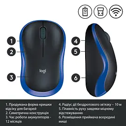 Мишка Logitech M185 blue (910-002239) - мініатюра 4