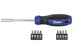 Викрутка KUBIS 9 насадок SL5, 6мм, PH1, 2, PZ1, 2, T15, 20, CrV6150, HRC 51-54 ,