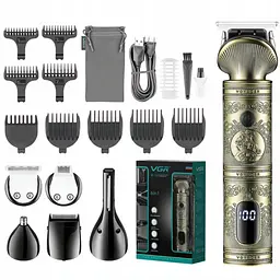 Тример для бороди VGR STYLISH PROFESSIONAL SET 5 Вт 16 насадок , Чохол у подарунок