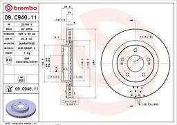 Диск гальмівний вентильований Mitsubishi Grandis 03-11р Brembo (09.C940.11)